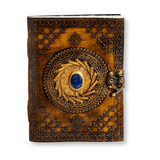 Jurnal din piele naturala cu Lapis Lazuli si hartie de bumbac - Calatorie interioara in stil vintage