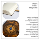 Jurnal din piele naturala cu Lapis Lazuli si hartie de bumbac - Calatorie interioara in stil vintage