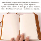 Jurnal Vintage din Piele Naturala "Aripa Libertatii" - hartie din bumbac, 18 × 13 cm
