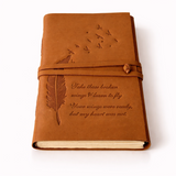 Jurnal Vintage din Piele Naturala "Aripa Libertatii" - hartie din bumbac, 18 × 13 cm