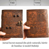 Jurnal piele naturala cu bufnite si obsidian – Intelepciune si protectie