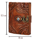 Jurnal Handmade din Piele cu Blocare si Design Carte Hocus Pocus - Hartie Vintage Tip Pergament, Ochiul Al Treilea 190-200 pagini Maro