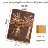 Jurnal Vintage cu Arborele Vietii, inchidere cu cheie si hartie de pergament- Protecție și Creștere