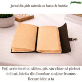 Jurnal din piele naturala cu hartie din bumbac galbena 17x13 cm – Eleganta si autenticitate