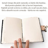 Jurnal Vintage din Piele Naturala cu Arborele Chakrelor si 7 Pietre – hartie de bumbac 18x13 cm