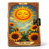 Jurnal "The Sun" din piele naturala si hartie de bumbac galbena 20x15 cm
