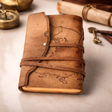 Jurnal Medieval din Piele Naturala cu Harta – Cronicile Exploratorului 18x13 cm