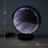 Lampa cu Oglinda si Ametist Natural - Decor cu Iluminare Magica si Cristale Energetice