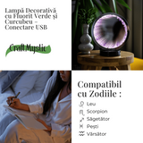 Lampa cu Oglinda si Ametist Natural - Decor cu Iluminare Magica si Cristale Energetice
