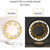 Lampa de Noapte Rotunda cu Cristale Citrin Brut si Rulat – Energie Pozitiva si Calm pentru Casa Ta