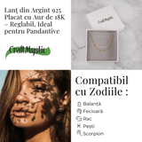 Lant din Argint 925 Placat cu Aur 18K - Subtire, Stralucitor, Reglabil