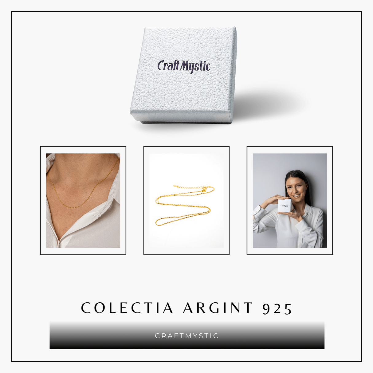 Lant din Argint 925 Placat cu Aur 18K - Subtire, Stralucitor, Reglabil
