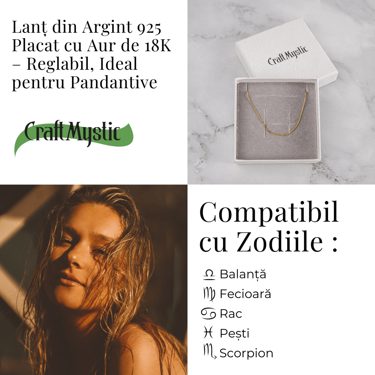 Lant Argint 925 Placat cu Aur 18K - Elegant, Subtil si Ideal pentru Pandantive