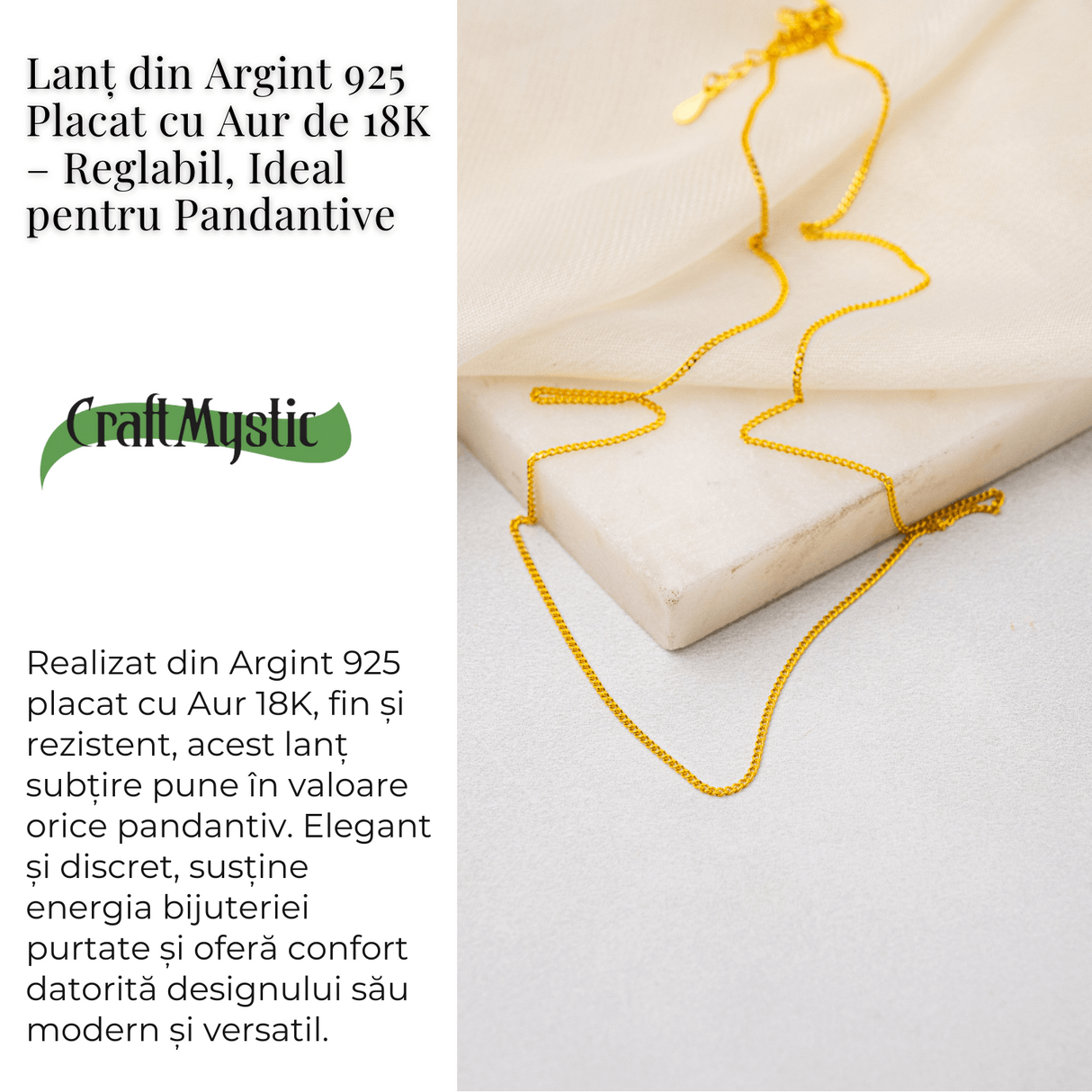 Lant Argint 925 Placat cu Aur 18K - Eleganta Delicata si Versatilitate Zilnica