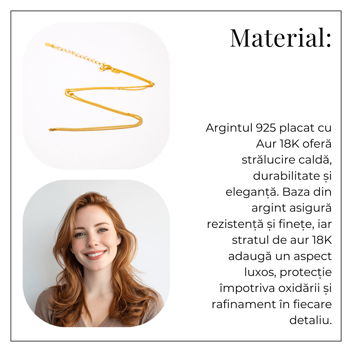 Lant Argint 925 Placat cu Aur 18K - Eleganta Delicata si Versatilitate Zilnica