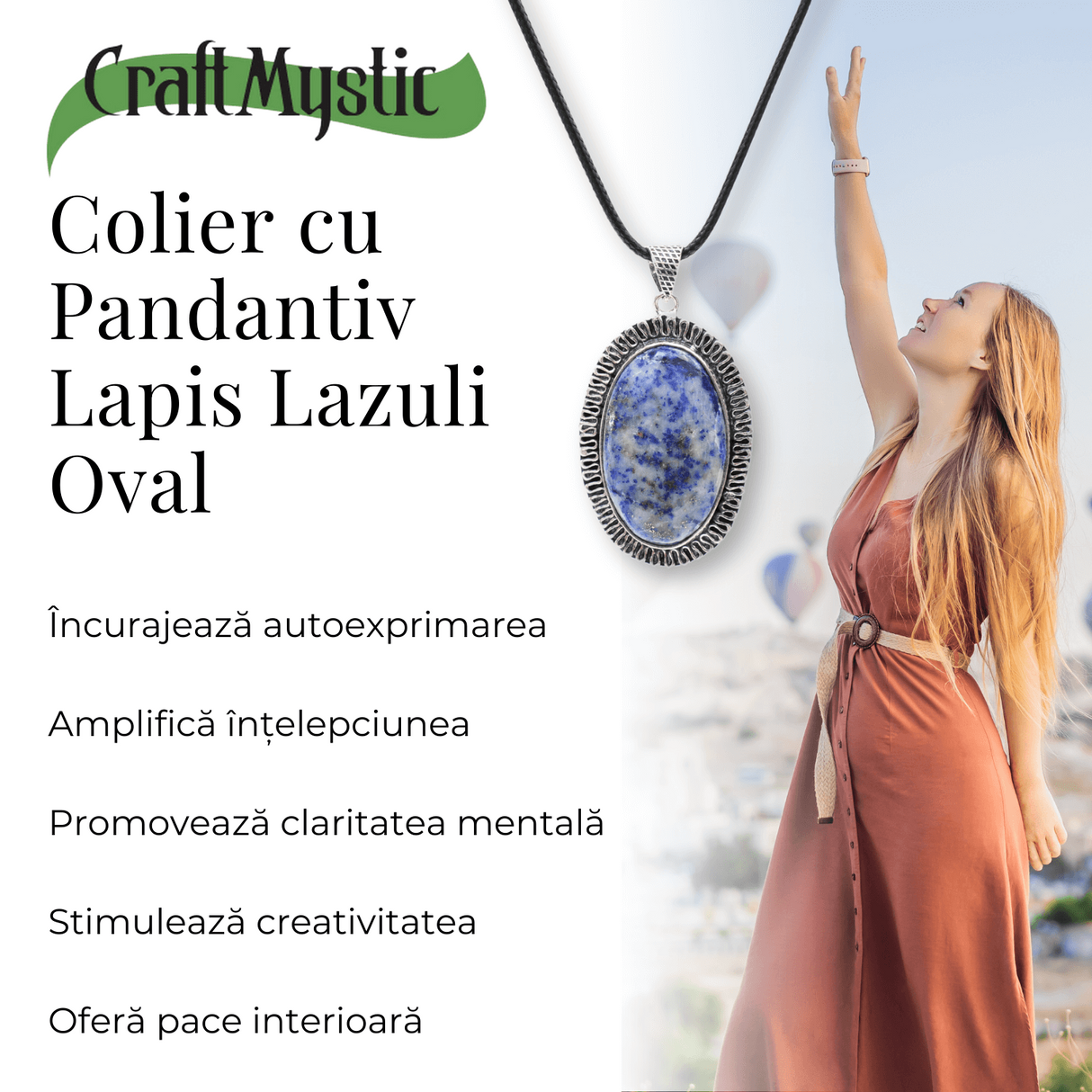 Colier reglabil cu pandativ din Cuart Roz oval Qadri