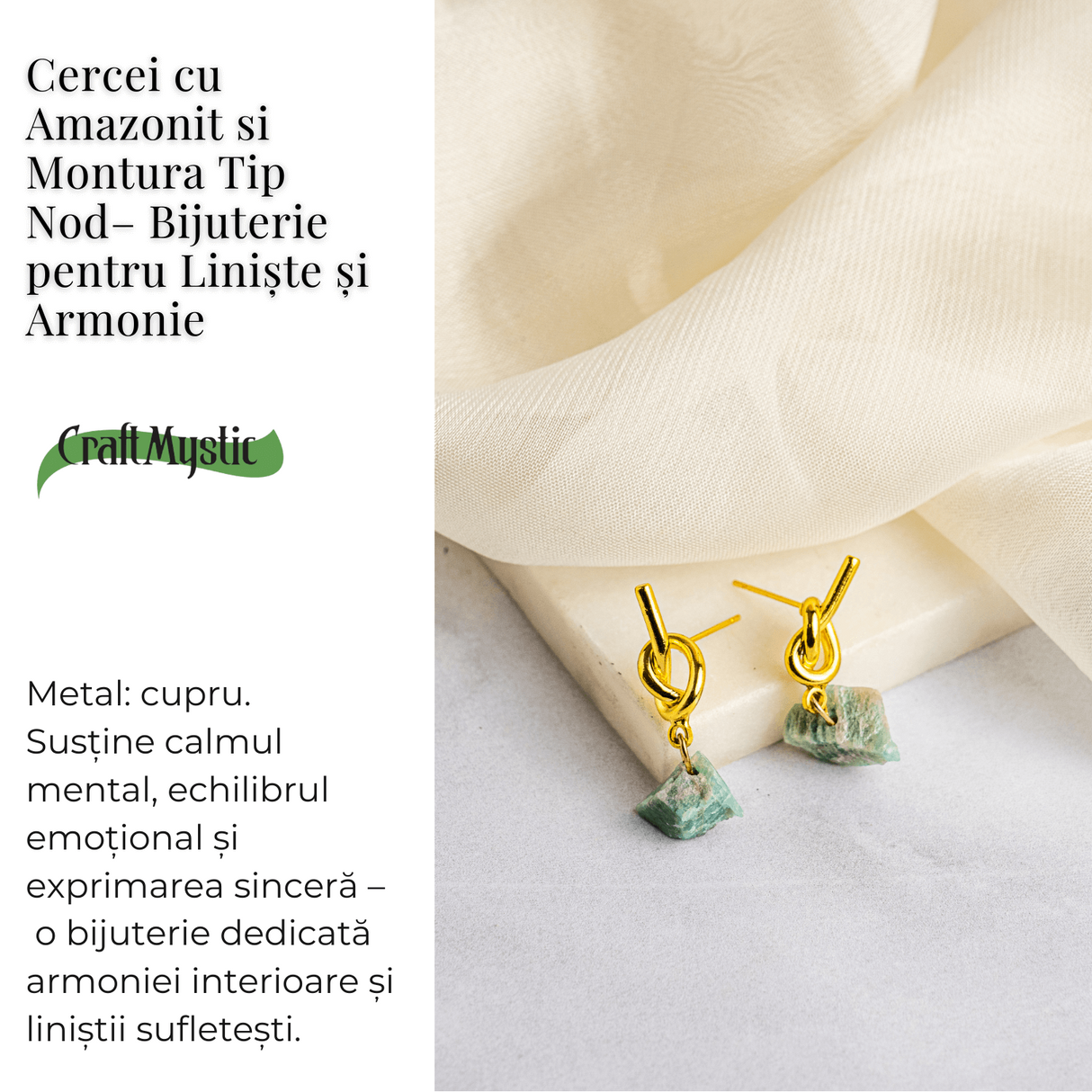 Bijuterie a Linistii - Cercei cu Amazonit si Montura Tip Nod