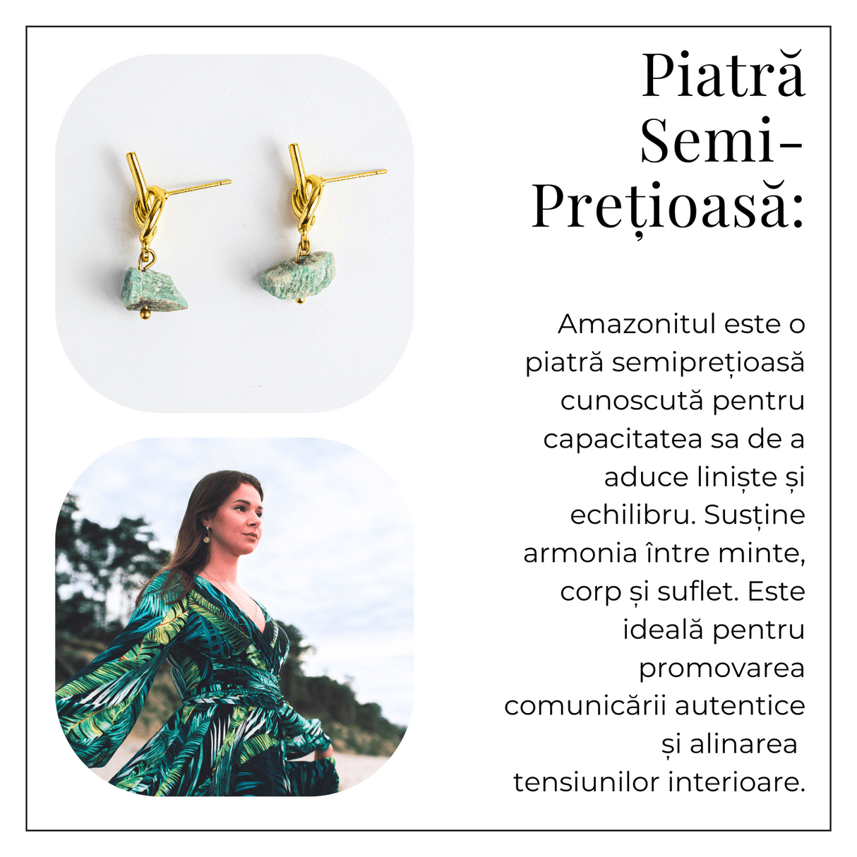 Bijuterie a Linistii - Cercei cu Amazonit si Montura Tip Nod