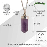 Protectie si Claritate Zilnica - Colier Turnulet cu Ametist si Argint 925