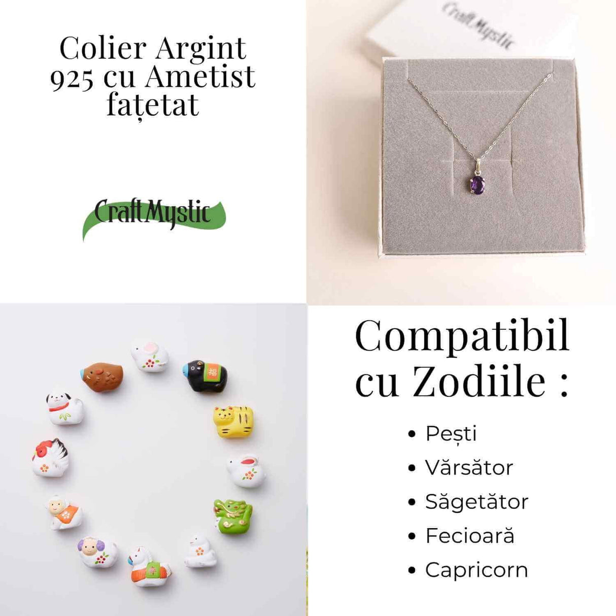 Claritate Mentala si Liniste Interioara - Colier Oval cu Ametist Fatetat si Argint 925