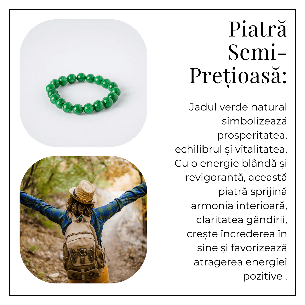 Echilibru si Vitalitate - Bratara cu Jad Verde Nefrit 10 mm