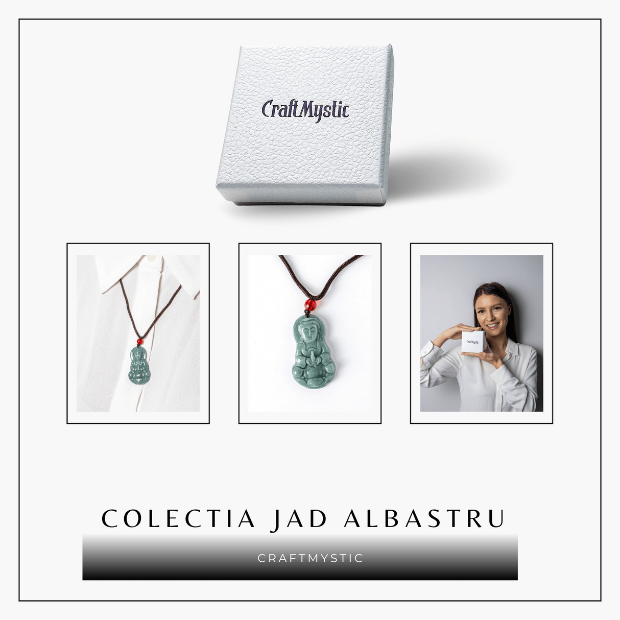 Protectie si Intelepciune - Colier Guanyin din Jad Albastru de Guatemala