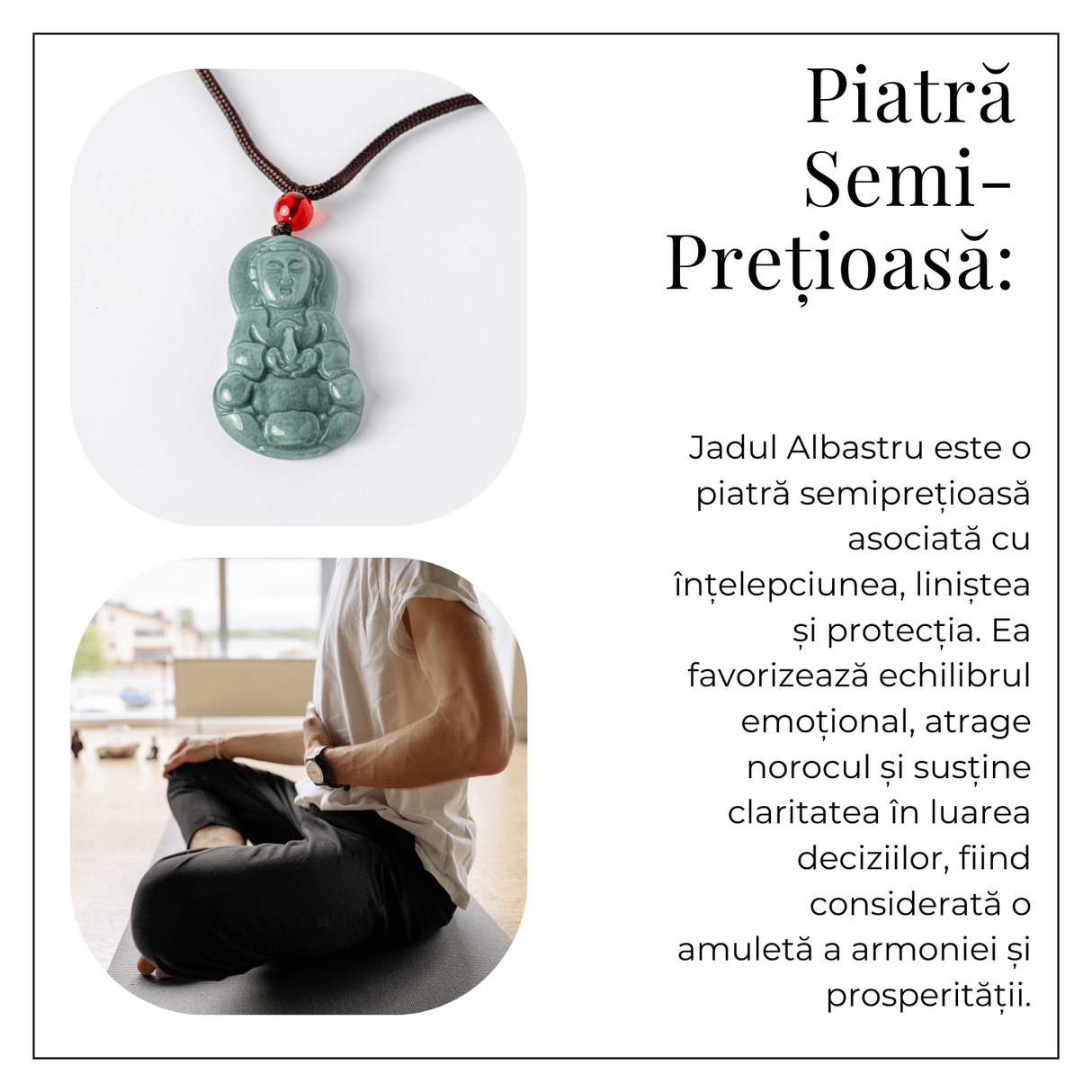 Protectie si Intelepciune - Colier Guanyin din Jad Albastru de Guatemala