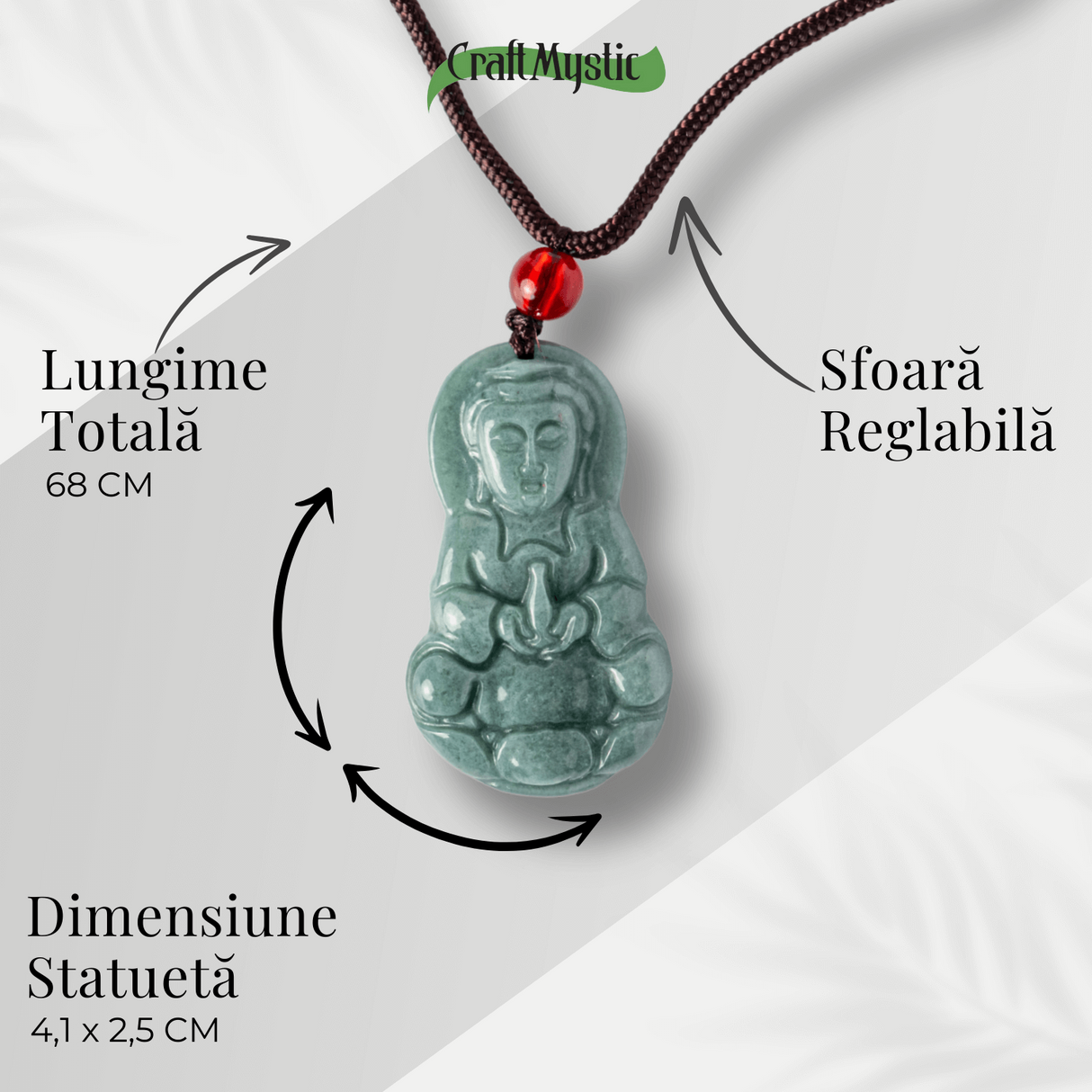 Protectie si Intelepciune - Colier Guanyin din Jad Albastru de Guatemala