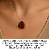 Energie si Abundenta Zilnica - Colier Argint 925 cu Citrin Cluster Brazilia