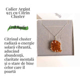 Energie si Abundenta Zilnica - Colier Argint 925 cu Citrin Cluster Brazilia
