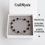 Bratara montura argint 925 cu chihlimbar rosu inchis - Geometrie si rafinament natural