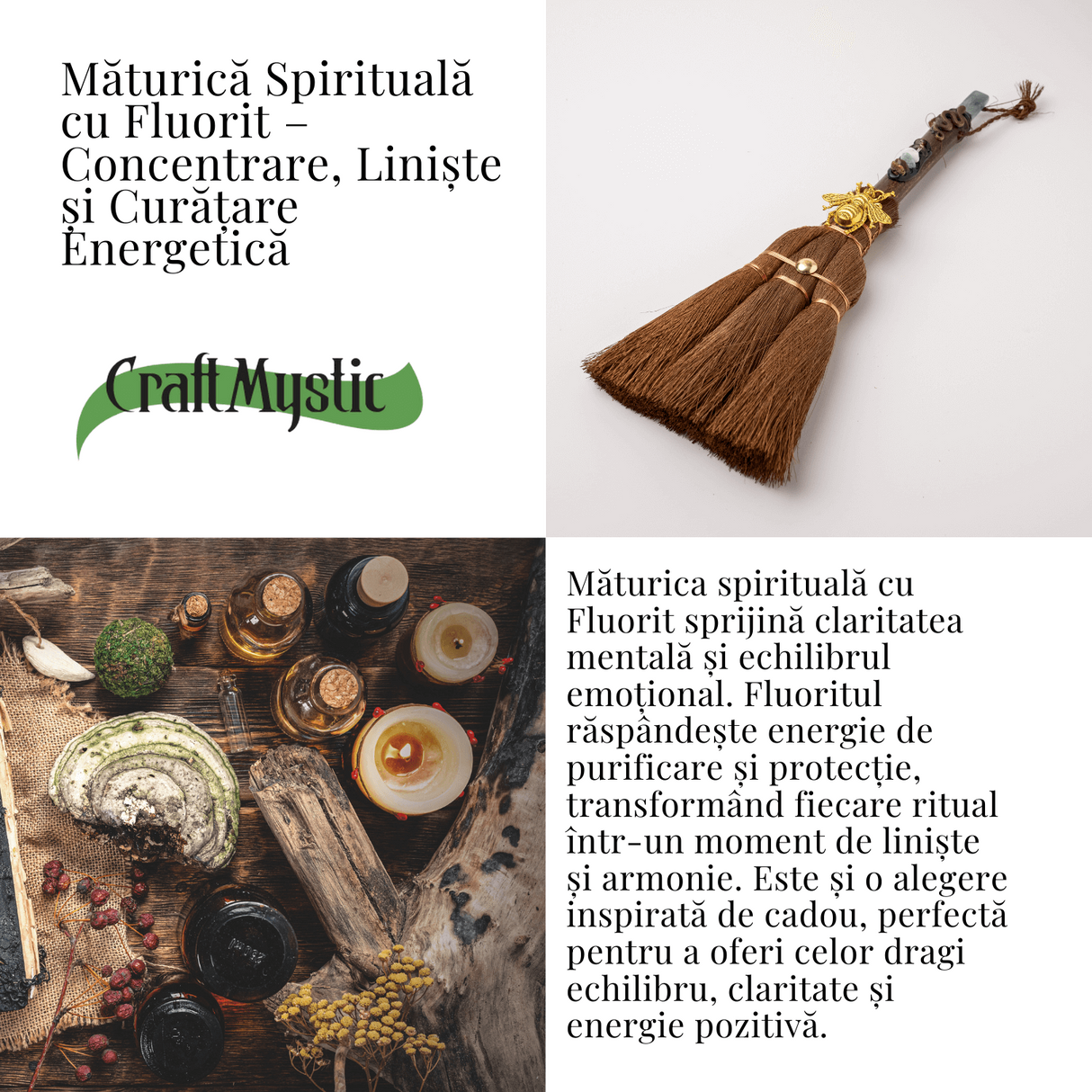 Maturica Energetica cu Fluorit si Pietre Chakre - Claritate, Liniște si Purificare Spirituala