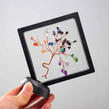 Mini copacel 12 cm din pietre semipretioase Ametist in rama neagra - Ornamente pentru casa reiki cu copaci norocosi
