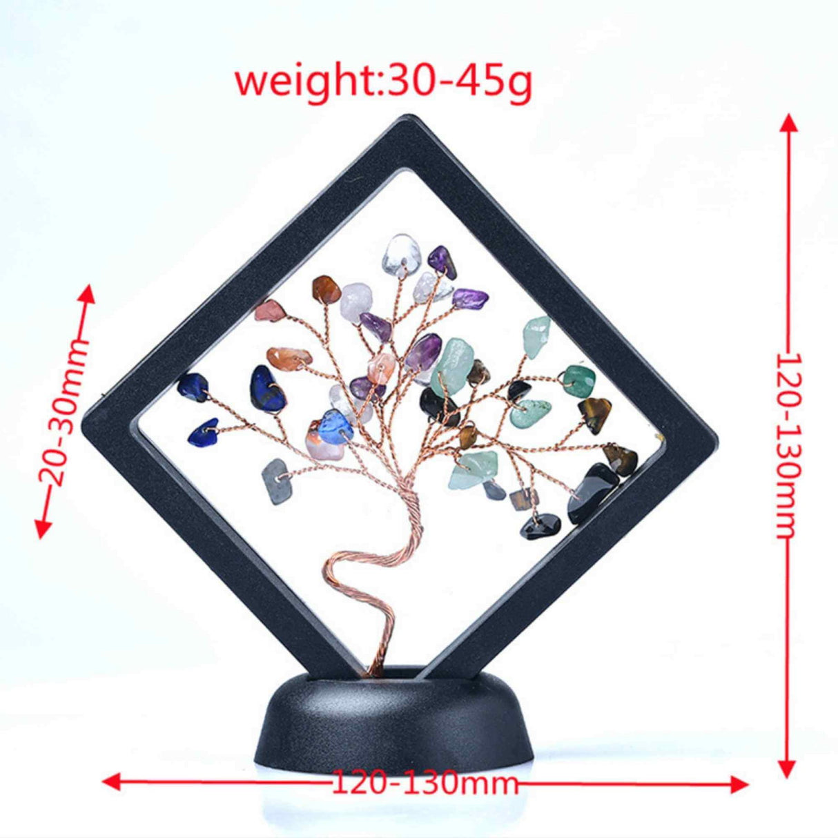 Mini copacel 12 cm din pietre semipretioase Ametist in rama neagra - Ornamente pentru casa reiki cu copaci norocosi