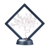 Mini copacel 12 cm din pietre semipretioase Ametist in rama neagra - Ornamente pentru casa reiki cu copaci norocosi