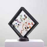 Mini copacel 12 cm din pietre semipretioase Ametist in rama neagra - Ornamente pentru casa reiki cu copaci norocosi