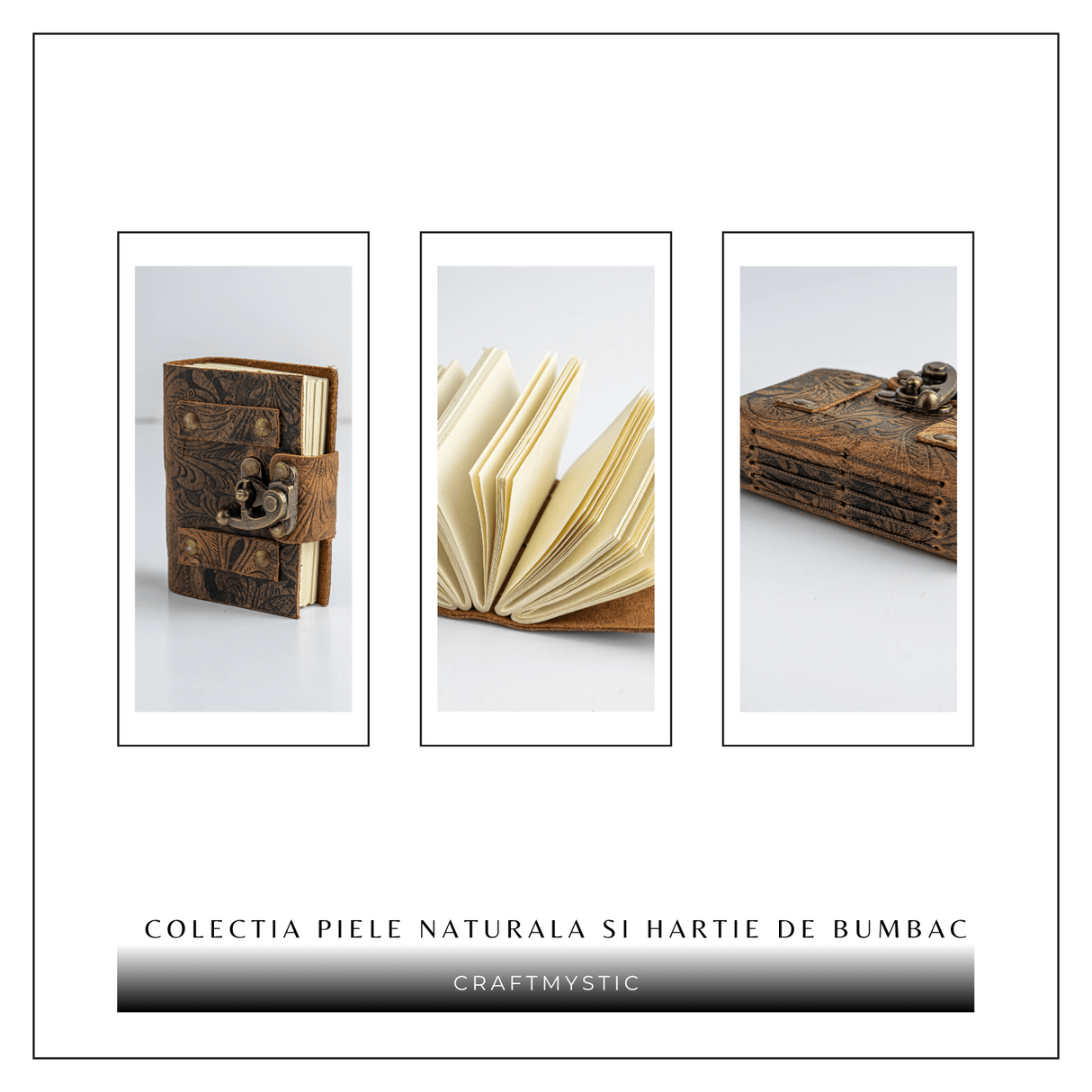 Talisman pentru Ganduri – Mini Jurnal Verdecu Coperta din Piele