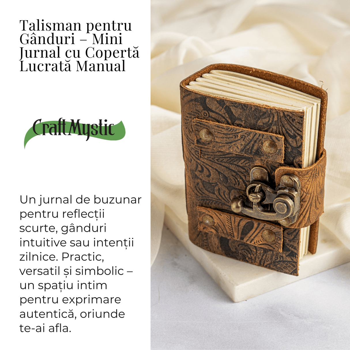 Talisman pentru Ganduri – Mini Jurnal Verdecu Coperta din Piele