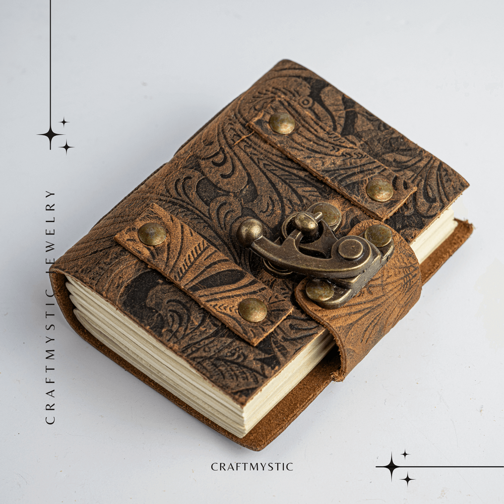 Talisman pentru Ganduri – Mini Jurnal Verdecu Coperta din Piele