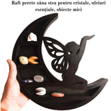 Mini Raft negru 30x30 cm expunere din lemn pentru cristale, uleiuri esentiale design Luna Stea - Decorare pentru camera