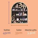 Mini Raft 45x35 cm expunere din lemn pentru cristale, uleiuri esentiale design Soare si Luna - Decorare gotica pentru camera