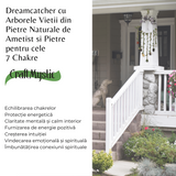 Dreamcatcher cu 7 tipuri de Cristale pentru cele 7 Chakre și Model Arborele Vietii