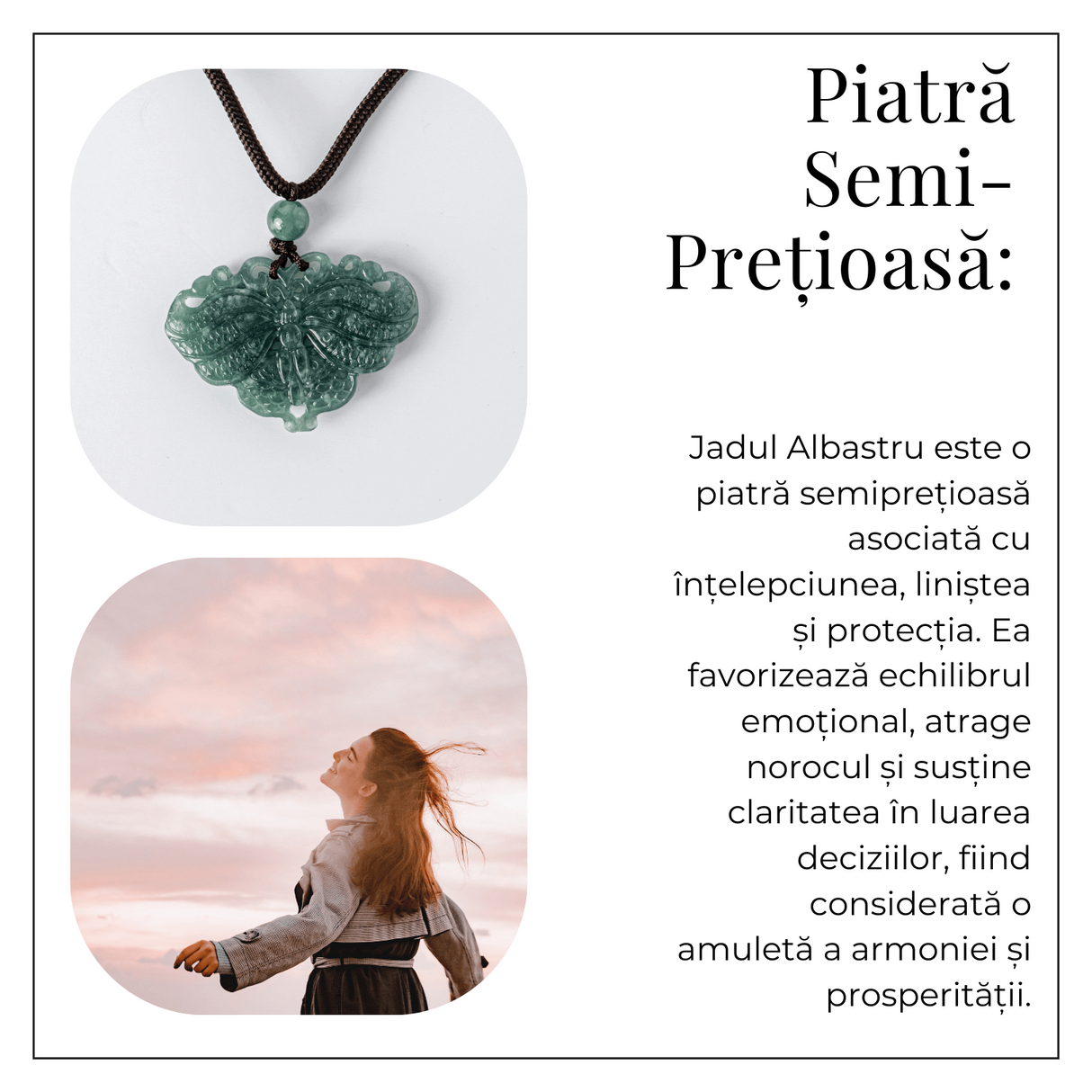 Transformare si Armonie - Colier Fluture din Jad Albastru de Guatemala