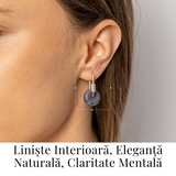 Cercei Cupru Placat Auriu cu Aventurin Albastru forma Pi - Claritate, Calm si Echilibru Interior