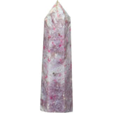 Turn de cristal din Turmalina Roz 9-10 cm Bagheta cu 6 fete pentru vindecare, meditatie si decor in casa si birou