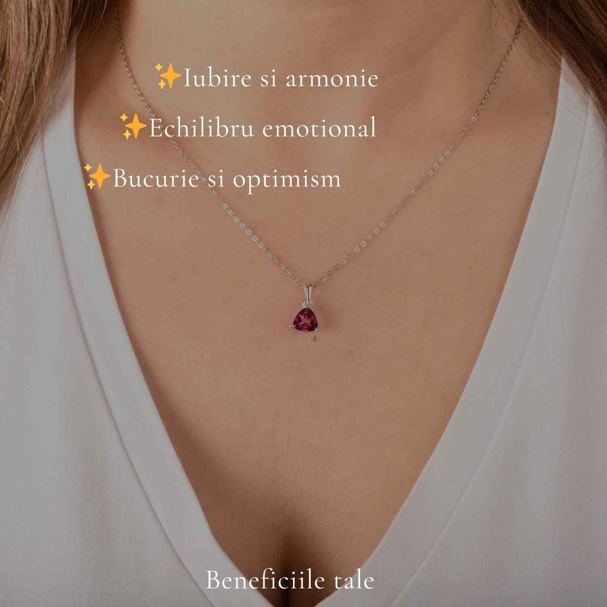 Colier argint 925 cu Topaz Roz forma de triunghi – Iubire si echilibru emotional