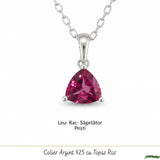 Colier argint 925 cu Topaz Roz forma de triunghi – Iubire si echilibru emotional