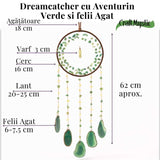 Dreamcatcher cu aventurin verde si felii agat, un cerc al sperantei si al echilibrului natural