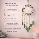 Dreamcatcher cu aventurin verde si felii agat, un cerc al sperantei si al echilibrului natural