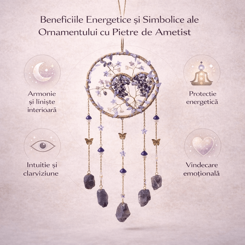 Dreamcatcher cu Ametist pentru liniste si echilibru interior